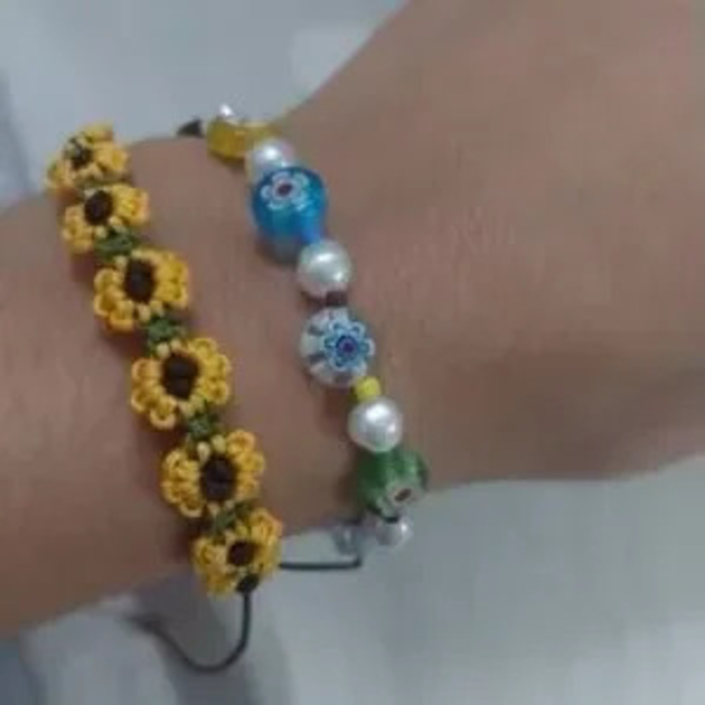 Sunflower Rope Handmade Bracelet - Picture 3 of 5